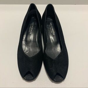 Bruno Magli Parma Black Textured Peep Toe Shoes